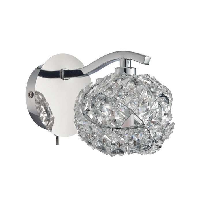 Endon 77567 Talia 1lt Wall Chrome plate & clear crystal 28W G9 clear capsule (Required) - westbasedirect.com