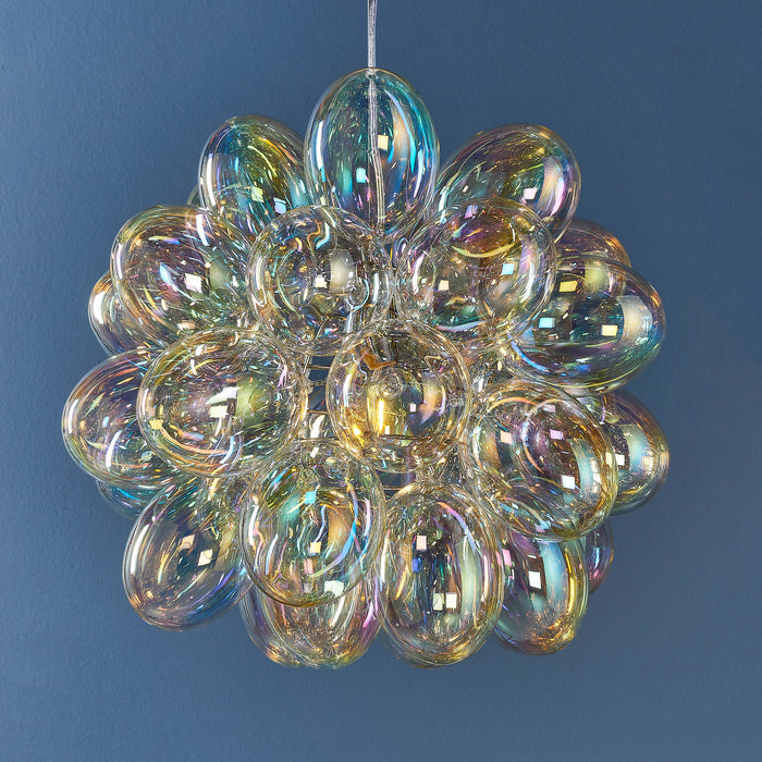 Endon 80123 Infinity 1lt Pendant Chrome plate & iridescent glass 10W LED E27 (Required) - westbasedirect.com