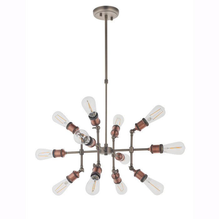 Endon 81609 Hal 12lt Pendant Aged copper & aged pewter plate 12 x 40W E27 GLS (Required) - westbasedirect.com