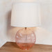 Endon 81909 Jemma 1lt Table Dusky pink ribbed glass & satin nickel plate 10W LED E27 (Required) - westbasedirect.com