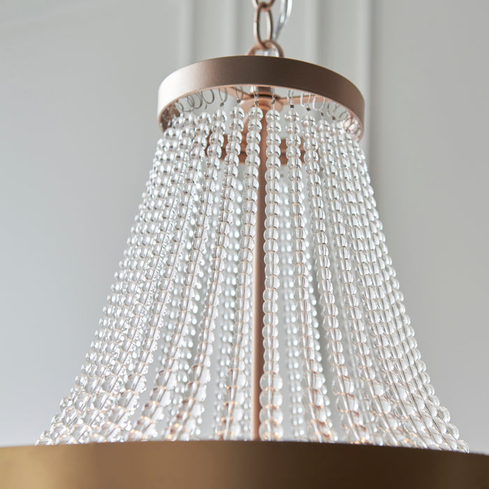 Endon 81913 Celine 5lt Pendant Rose gold paint & clear glass 5 x 40W E14 golf (Required) - westbasedirect.com