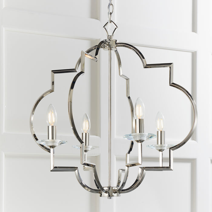 Endon 81915 Garland 4lt Pendant Polished nickel plate & clear crystal 4 x 40W E14 candle (Required) - westbasedirect.com
