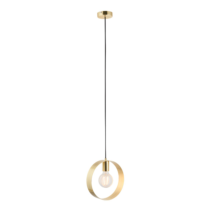 Endon 81921 Hoop 1lt Pendant Brushed brass plate 40W E27 GLS (Required) - westbasedirect.com