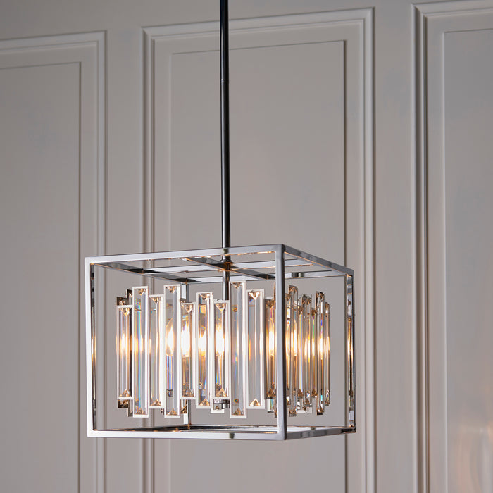 Endon 81930 Acadia 4lt Pendant Clear crystal & chrome plate 4 x 40W E14 candle (Required) - westbasedirect.com