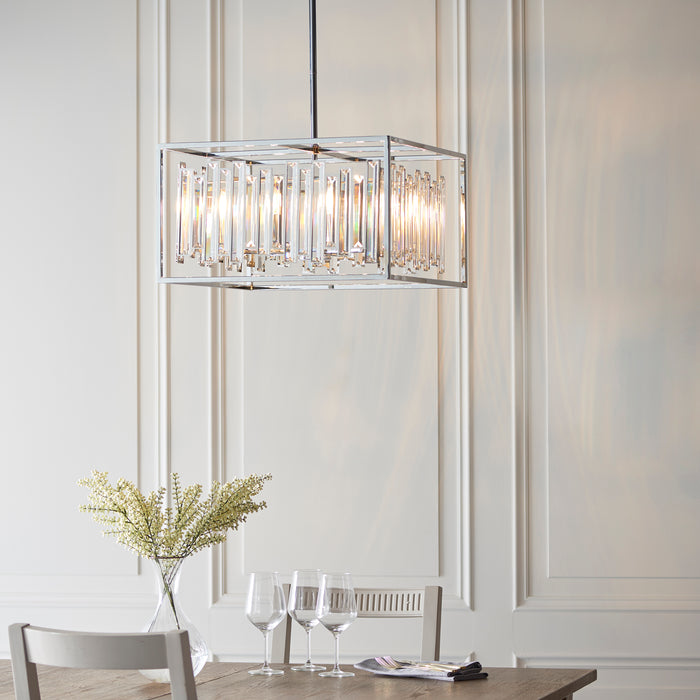 Endon 81931 Acadia 6lt Pendant Clear crystal & chrome plate 6 x 40W E14 candle (Required) - westbasedirect.com