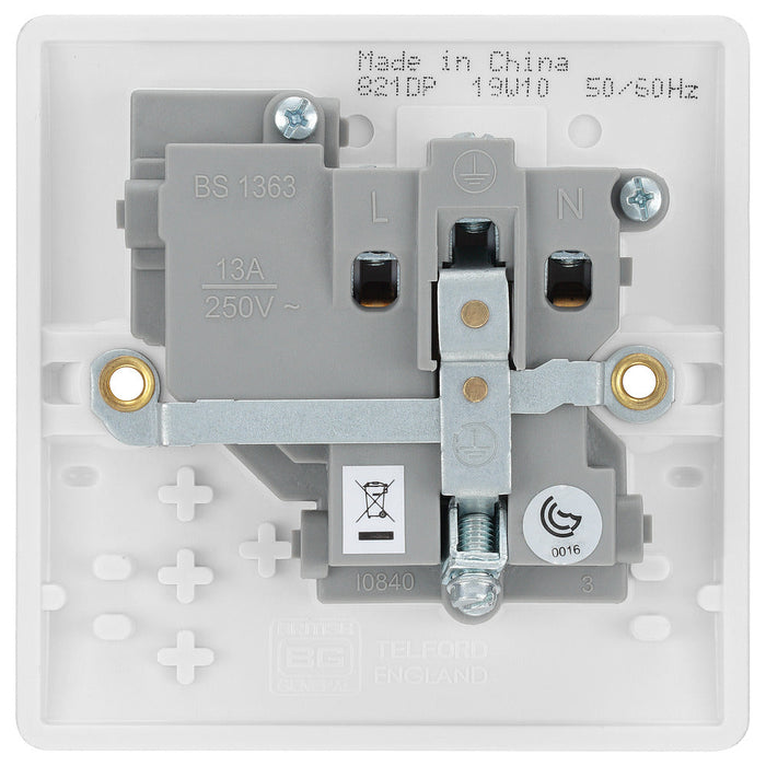 BG 821DP White Round Edge 13A DP Single Socket (5 Pack) - westbasedirect.com