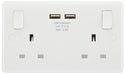 BG 822U3 White Round Edge 13A Double Socket + 2x USB (5 Pack) - westbasedirect.com