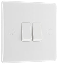 BG 842x5 White Round Edge Double Light Switch 10A (5 Pack)