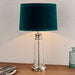 Endon 90545 Winslet 1lt Table Clear hammered glass & bright nickel plate with teal velvet 40W E27 GLS (Required) - westbasedirect.com