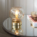 Endon 91973 Dimple 1lt Table Satin brass plate & champagne lustre glass 25W E14 golf (Required) - westbasedirect.com
