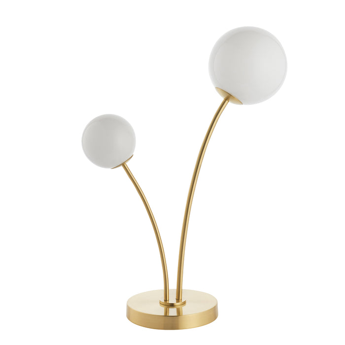 Endon 92218 Bloom 2lt Table Satin brass plate & opal glass 2 x 3W LED G9 (Required) - westbasedirect.com
