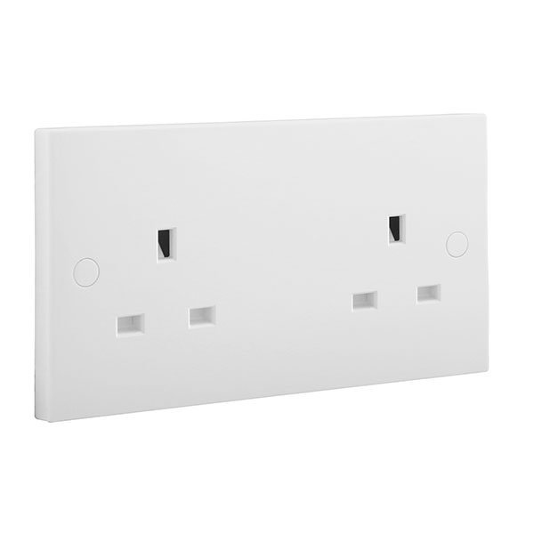 BG Electrical 13A Double Unswitched Socket - White Square Edge