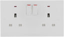 BG 926 White Square Edge 13A Double Switched Socket + Neon - westbasedirect.com