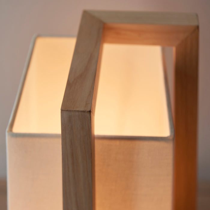 Endon 93047 Atticus 1lt Table Ash wood & ivory fabric 10W LED E27 (Required) - westbasedirect.com