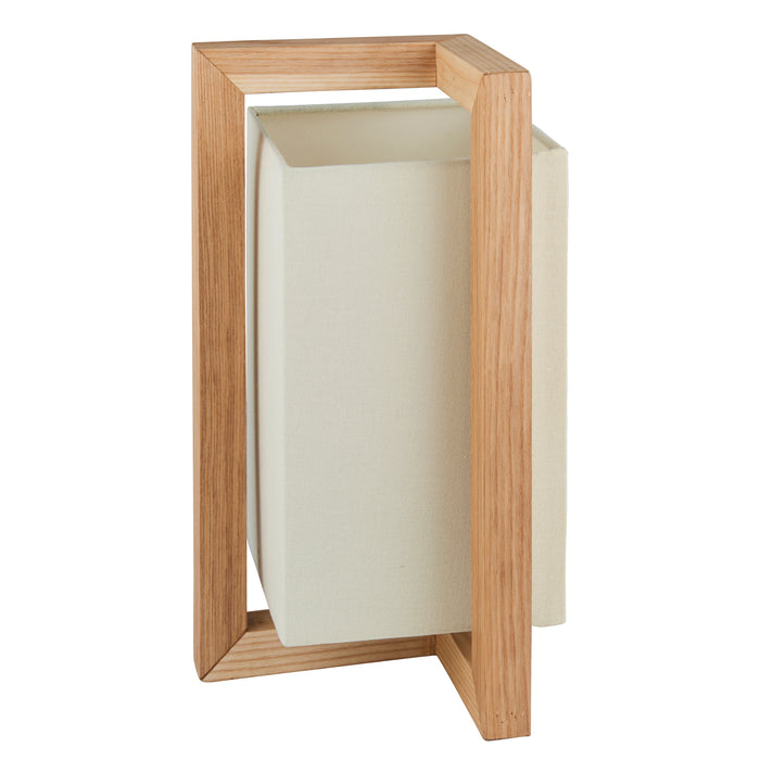 Endon 93047 Atticus 1lt Table Ash wood & ivory fabric 10W LED E27 (Required) - westbasedirect.com