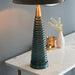 Endon 93114 Naia 1lt Table Teal ribbed glass, antique brass effect plate & mocha velvet 40W E27 GLS (Required) - westbasedirect.com