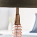 Endon 93115 Naia 1lt Table Rose pink ribbed glass, antique brass plate & mocha velvet 40W E27 GLS (Required) - westbasedirect.com