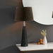 Endon 93424 Naia 1lt Table Charcoal ribbed glass, bright nickel plate & mocha velvet 40W E27 GLS (Required) - westbasedirect.com