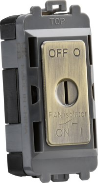 Knightsbridge GDM021AB 10A Fan Isolator Key Switch Module - Antique Brass
