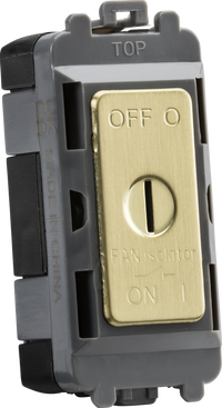 Knightsbridge GDM021BB 10A Fan Isolator Key Switch Module - Brushed Brass