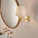 Endon 93852 Conway 1lt Wall Satin brass plate & ivory linen mix fabric 3W LED G9 (Required) - westbasedirect.com
