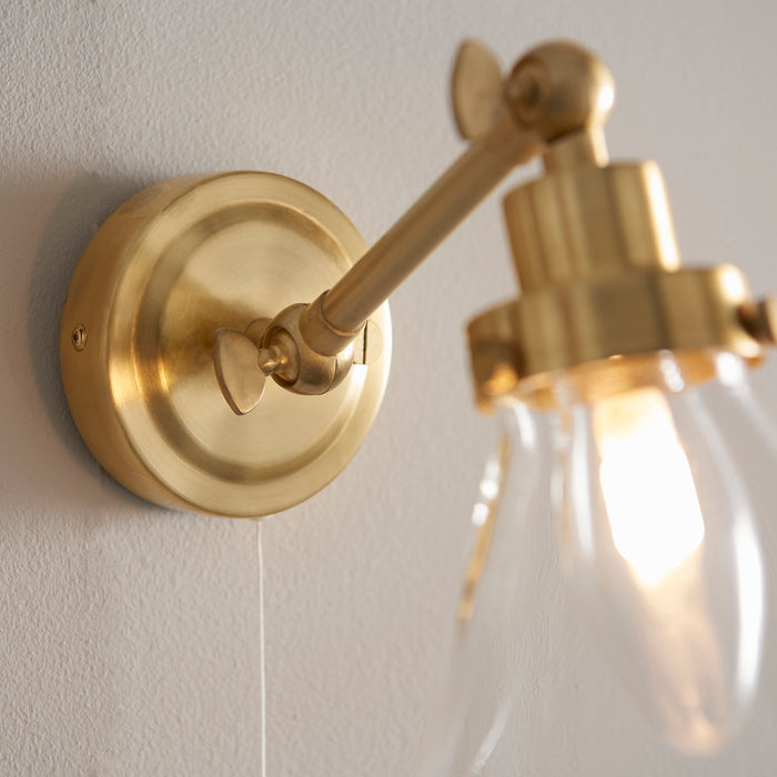 Endon 93854 Faraday 1lt Wall Satin brass plate & clear glass 3W LED G9 (Required) - westbasedirect.com