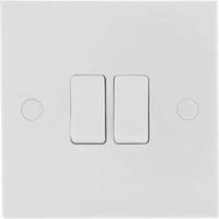 BG 942x5 White Square Edge Double Light Switch 10A (5 Pack)