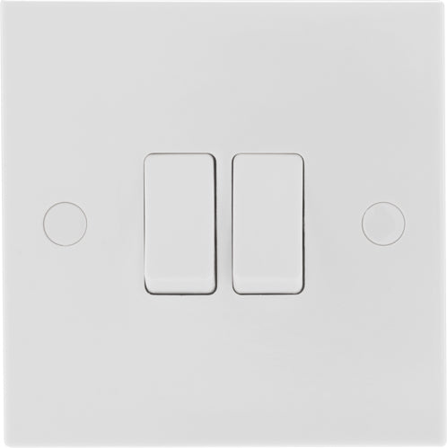 BG 942x5 White Square Edge Double Light Switch 10A (5 Pack ...