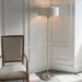 Endon 94359 Highclere 3lt Floor Brushed chrome plate & natural linen 3 x 40W E14 candle (Required) - westbasedirect.com