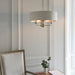 Endon 94361 Highclere 3lt Pendant Brushed chrome plate & natural linen 3 x 40W E14 candle (Required) - westbasedirect.com