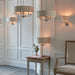 Endon 94361 Highclere 3lt Pendant Brushed chrome plate & natural linen 3 x 40W E14 candle (Required) - westbasedirect.com