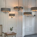 Endon 94381 Highclere 6lt Pendant Bright nickel plate & charcoal fabric 6 x 28W E14 Eco golf (Required) - westbasedirect.com