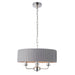 Endon 94394 Highclere 3lt Pendant Bright nickel plate & charcoal fabric 3 x 40W E14 candle (Required) - westbasedirect.com