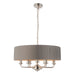 Endon 94397 Highclere 6lt Pendant Bright nickel plate & charcoal fabric 6 x 40W E14 candle (Required) - westbasedirect.com