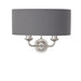 Endon 94406 Highclere 2lt Wall Bright nickel plate & charcoal fabric 2 x 40W E14 candle (Required) - westbasedirect.com