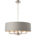 Endon 94415 Highclere 8lt Pendant Bright nickel plate & charcoal fabric 8 x 40W E14 candle (Required) - westbasedirect.com