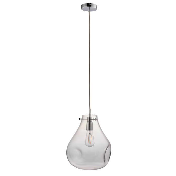 Endon 94521 Utopia 1lt Pendant Clear glass & chrome plate 40W E27 GLS (Required) - westbasedirect.com