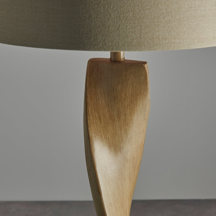 Endon 95454 Abia 1lt Floor Oak effect resin & natural linen 10W LED E27 (Required) - westbasedirect.com