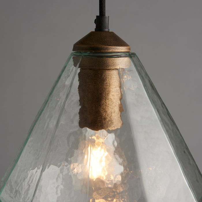 Endon 95462 Ebbe 1lt Pendant Antique gold paint & clear glass 10W LED E27 (Required) - westbasedirect.com