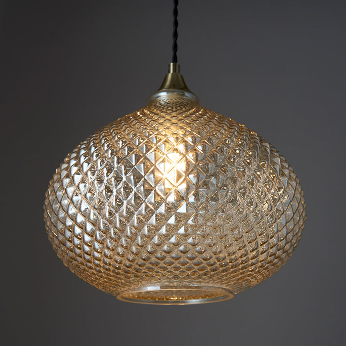 Endon 95480 Livia 1lt Pendant Champagne glass & antique brass plate 10W LED E27 (Required) - westbasedirect.com