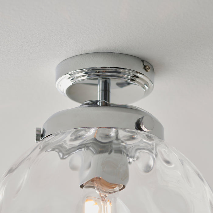 Endon 95994 Elston 1lt Flush Chrome plate & clear dimpled glass 10W LED E27 (Required) - westbasedirect.com