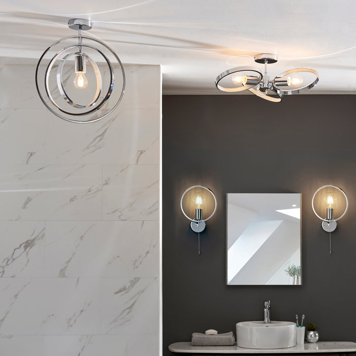 Endon 96001 Merola 3lt Semi flush Chrome plate & clear faceted acrylic 3 x 10W LED E27 (Required) - westbasedirect.com