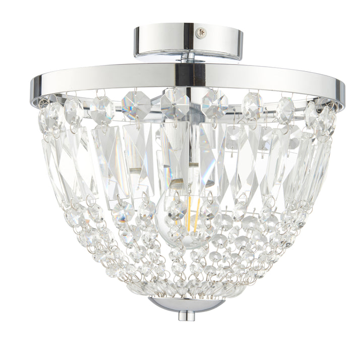 Endon 96005 Iona 1lt Flush Chrome plate & clear crystal glass 10W LED E27 (Required) - westbasedirect.com