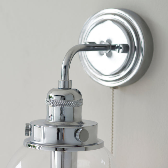 Endon 96129 Cheswick 1lt Wall Chrome plate & clear glass 7W LED E14 (Required) - westbasedirect.com