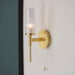 Endon 96163 Talo 1lt Wall Satin brass plate & clear ribbed glass 3W LED G9 (Required) - westbasedirect.com