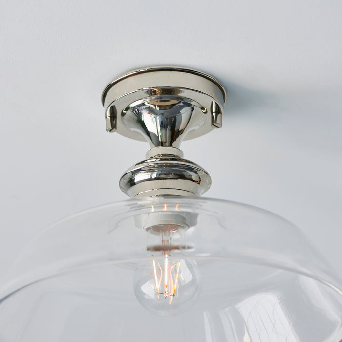 Endon 96182 Barford 1lt Semi flush Bright nickel plate & clear glass 10W LED E27 (Required) - westbasedirect.com