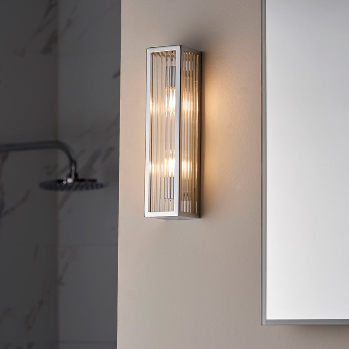 Endon 96220 Newham 2lt Wall Chrome plate & clear ribbed glass 2 x 3W LED G9 (Required) - westbasedirect.com