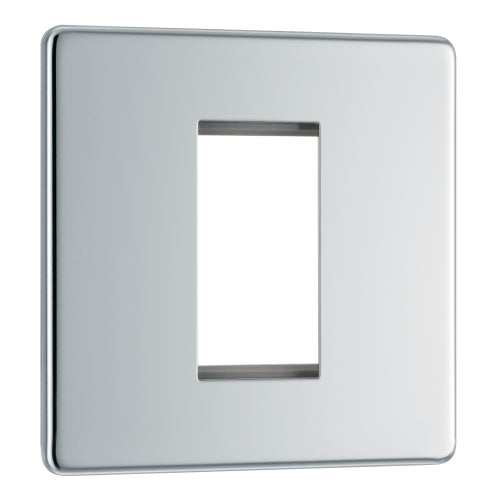 FPCEMS1 Flatplate Screwless Single Euro Module Faceplate Polished Chrome