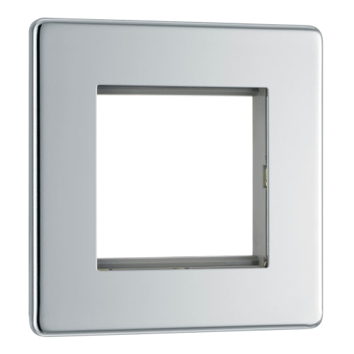 FPCEMS2 Flatplate Screwless Twin Euro Module Faceplate Polished Chrome