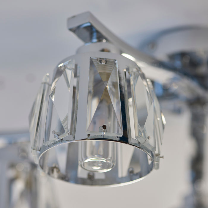 Endon 96454 Ria 5lt Semi flush Chrome plate & clear crystal glass 5 x 3W LED G9 (Required) - westbasedirect.com